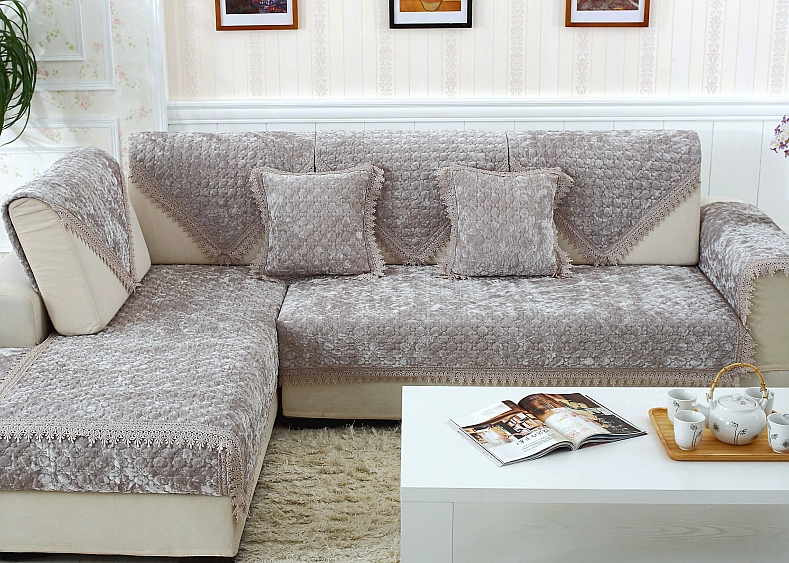 Sofa nhung vàng châu Âu đệm vải thời trang sofa chống trượt đệm da sofa bọc ren sang trọng khăn sofa - Ghế đệm / đệm Sofa thảm trải bàn ghế gỗ