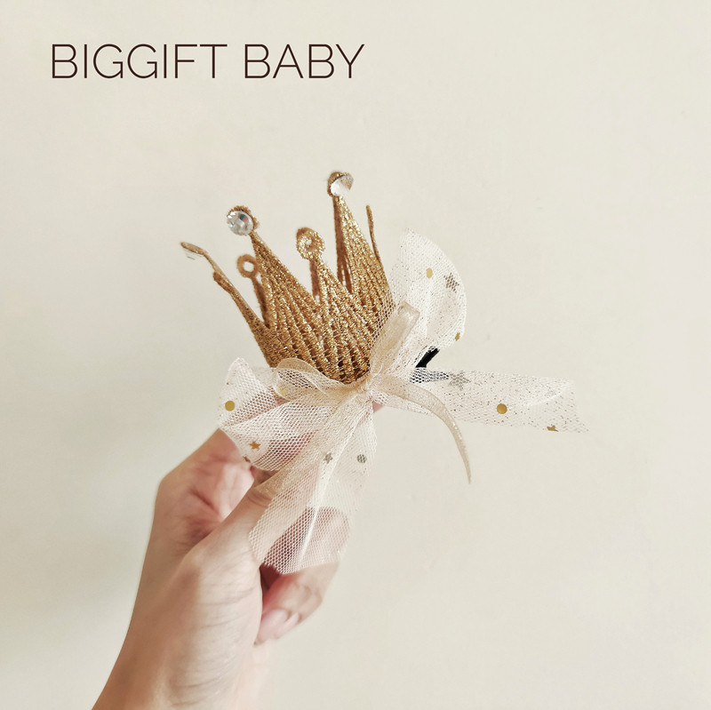 BIGGIFT hot push ~ in baby birthday princess with Crown twin Longfeng fetal headdress photo