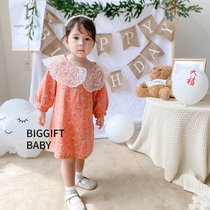 Biggift Baby ~ Korean version Baby Child Mori Lace collar Broken Flowers Princess Dress Birthday Dress Dress Dress