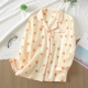 Bộ đồ ngủ mùa xuân và mùa thu Áo khoác của phụ nữ Một mảnh vải cotton nguyên chất lỏng lẻo Gạc hai lớp Bông tinh khiết mỏng dài tay Điều hòa nhiệt độ Áo khoác cardigan nhỏ - Pyjama