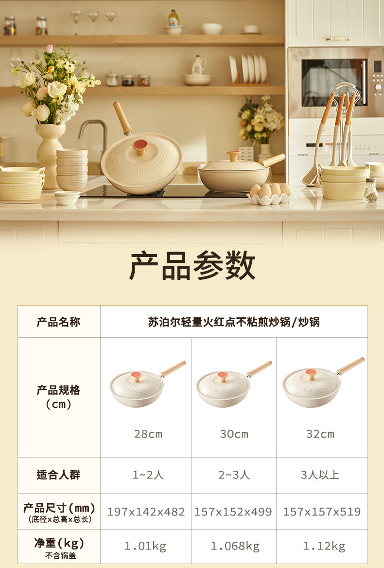 安享好物 安享B级炒锅-苏泊尔火红点煎炒锅 国标 