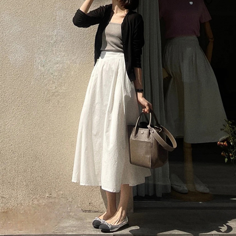 2026 New White Skirt, Midi Skirt for Women, Summer, Petite, Mid-Length, High-Waisted, Slimming, A-Line Workwear Skirt 2026 New White Skirt, Midi Skirt for Women, Summer, Petite, Mid-Length, High-Waisted, Slimming, A-Line Workwear Skirt