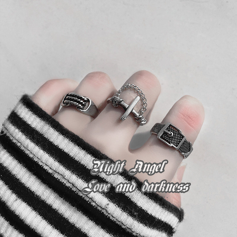 Vintage old Bundy ring women's suit opening ring cold wind ins tide Adjustable men's and women's retro