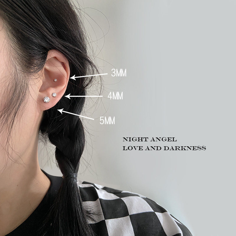 You don't need to pick it up when you sleep, titanium steel does not fade, super flash small earrings, diamond-encrusted zircon ear bone studs for women, small and mini men
