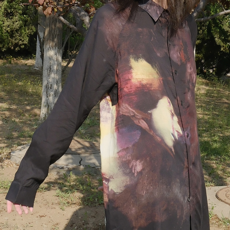 -Evanxx Original Dark Style Saint Agnes' Martyrdom Oil Painting Silk Shirt