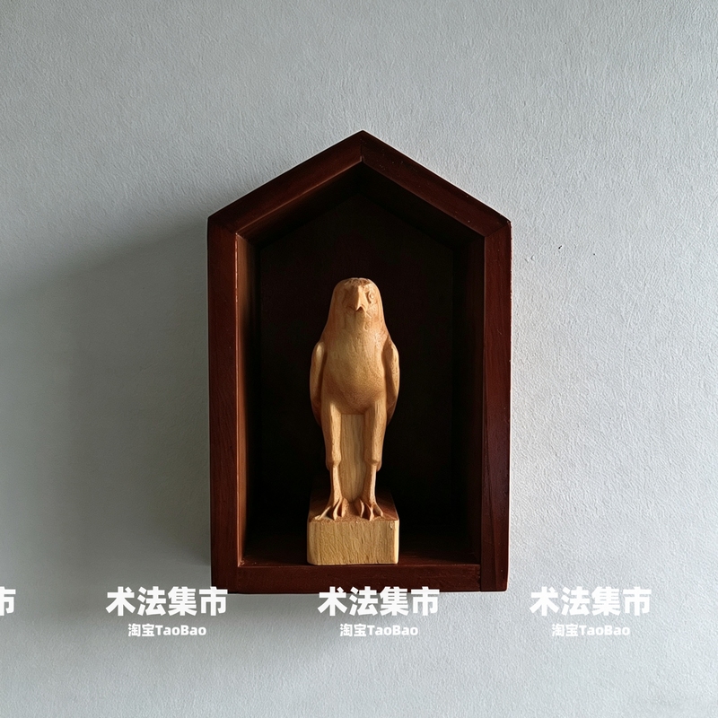Magic Market Pgm I.1-42 Sun Eagle Falcon Spirit Servant Shrine Paredros Falcon Sandalwood Statue