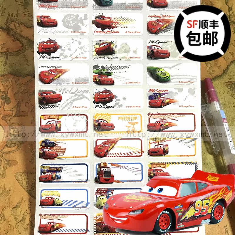 Disney Racing Story Lightning McQueen Men's Treasure Name Sticker Cartoon Name Sticker Taiwan Genuine Waterproof