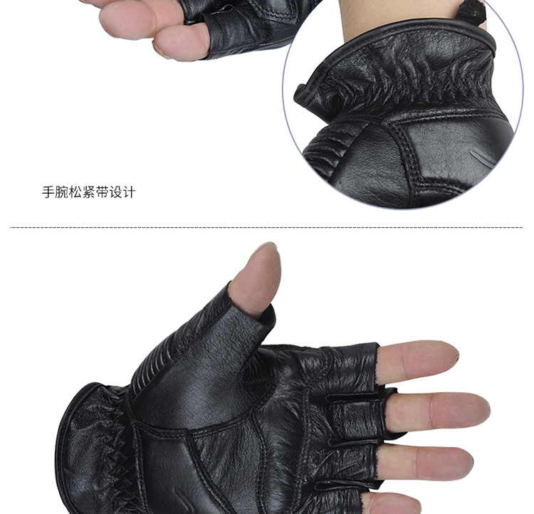 Mogo mùa hè thoáng khí đi xe máy cưỡi chống ngã Knight da đầu máy retro nửa ngón tay găng tay đua nam nữ - Xe máy Rider thiết bị bao tay chạy xe