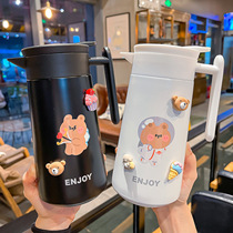  Korean thermos cup for male and female students portable simple and cute stainless steel thermos pot couple large large capacity water cup