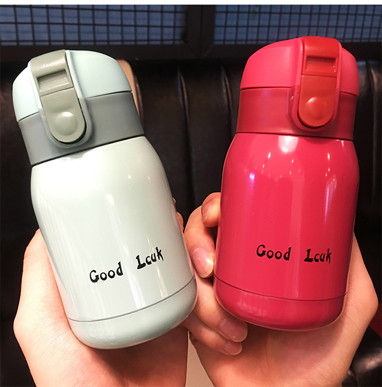 Siêu dễ thương mini cốc nữ sinh viên bao gồm thép không gỉ Hàn Quốc dễ thương nhỏ gọn cầm tay trẻ em bụng lớn cốc bình giữ nhiệt cao cấp