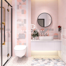 ins Net red bathroom macaron tile 200x600 Nordic toilet kitchen toilet pink plaid wall tiles