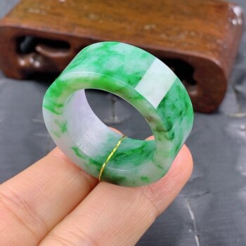 No. 28-29 burmese natural a-grade jade t1114 inner diameter 22.4mm piaoyang green spicy green ring finger