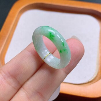No. 17 myanmar natural a-grade jade t1230 inner diameter 18.3-5.8-3.6mm piaoyang green ring