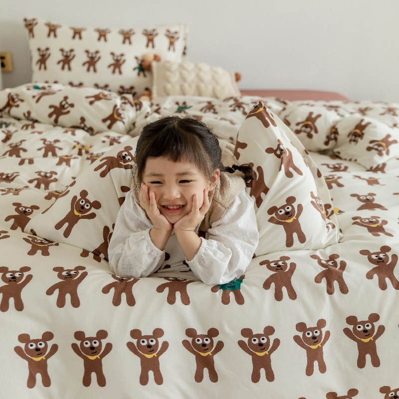 Full cotton knit cotton quilts in single piece children cartoon pure cotton Nordic wind bed with supplies 1 5 m single double bed
