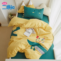60s long-staple cotton satin cotton childrens quilt cover three-piece set 1 2 meters cartoon baby kindergarten baby quilt cover