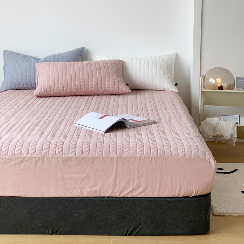 South Korea Clip Cotton Quilted Bed Bamboo Hat Three Sets Pure Color Minimis S Pure Cotton Thickened Anti Slip Plus High Protective Sheath Single Piece