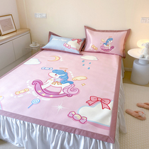 ins cute cartoon ice silk cool mat bed three sets children summer cool and washable fold 1 8 1 5m