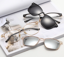 New glasses frame magnetic myopia glasses retro half-frame set 8060 polarized sunglasses mens and womens glasses two-in-one