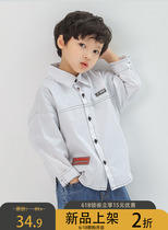 Original design Childrens clothing boys shirt spring and autumn 2021 tide top shirt black and white long-sleeved spring and autumn men in the boy handsome