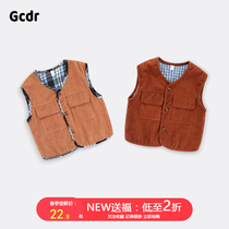 New spring and autumn fashion childrens vest autumn and winter solid color boys corduroy vest baby wear cardigan casual