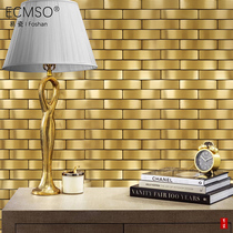 Golden Solid Stainless Steel Mosaic Tile Metal Chain Handmade Brick Background Wall Kitchen Bathroom Bar Table Design