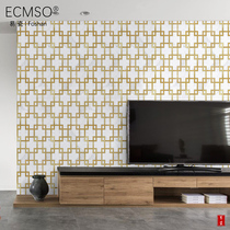 Nordic Natural Marble Material Mosaic Background Wall Metal Stainless Steel New Chinese TV Wall Light Lavish Wall Brick