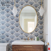 Nordic Fish Scale Brick Stained Glass Mosaic Parquet Sector Living Room Genguan Background Wall Custom Art Tiles