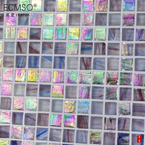 North American glass mosaic gold line bathroom toilet wall tiles floor tiles decorative pool blue purple tiles Nordic