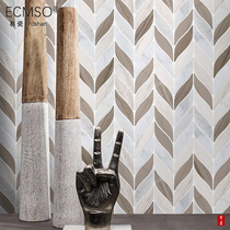 Italian caralala white marble mosaic Nordic bathroom leaf-shaped tile kitchen restaurant background wall