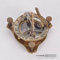 India imported pure copper handmade sundial compass compass retro nostalgic creative soft gift collection ornaments