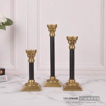 India imported brass handmade carved Candlestick model room hotel high-end luxury American Candlestick desktop ornaments