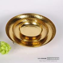 Indian imported American brass handmade round hand hammer tray pure copper fruit plate living room coffee table storage plate ornaments