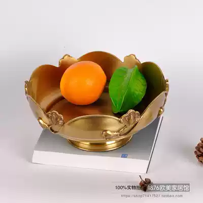 India imported high-end pure copper brass plum bowl fruit plate European and American handmade storage decorative plate home decoration