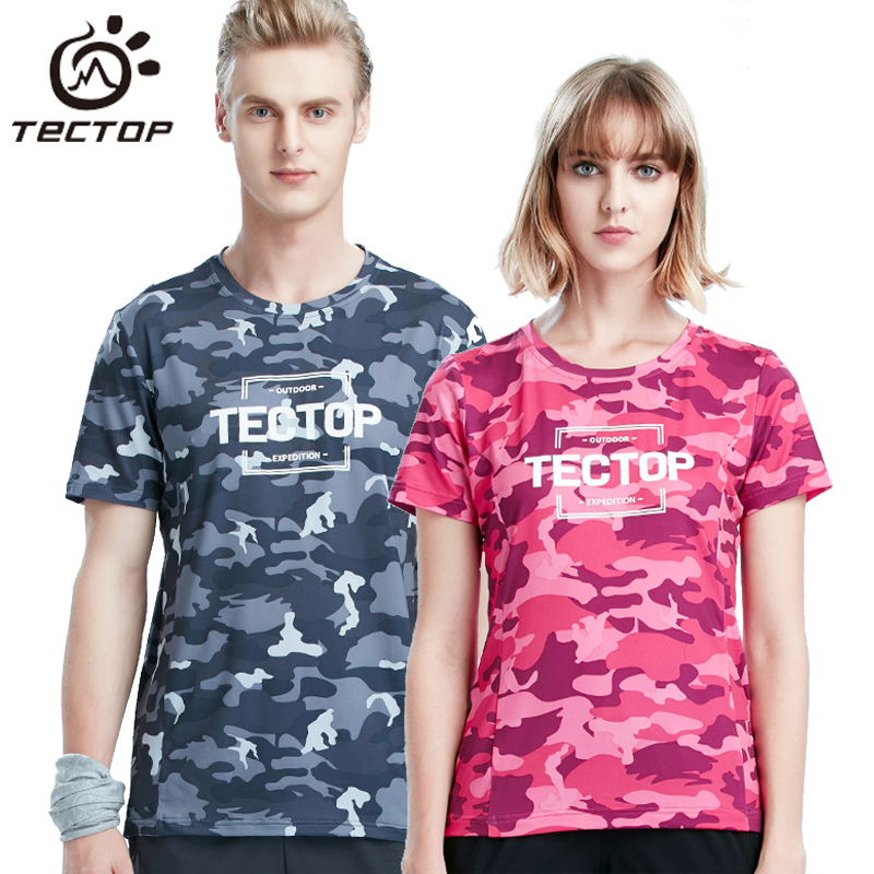 TECTOP summer outdoor camouflage quick-drying T-shirt men's and women's short-sleeved quick-drying clothes breathable sports half-sleeve round neck