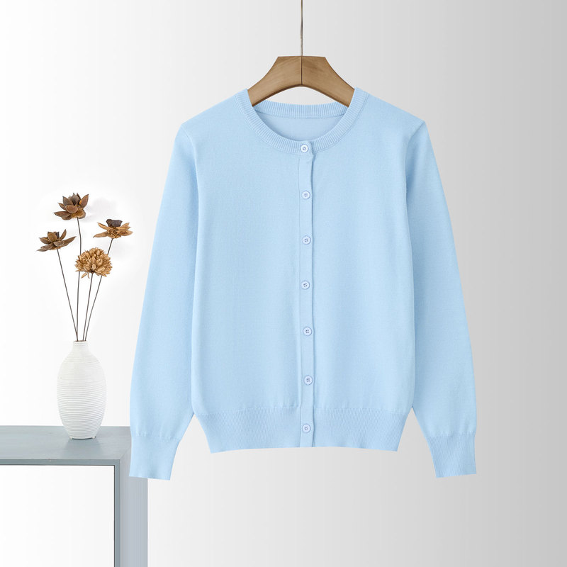 2026 Spring and Autumn New Round Neck Knit Sweater Women's Thin Cardigan Short Outerwear Shawl Long Sleeve Knit Jacket