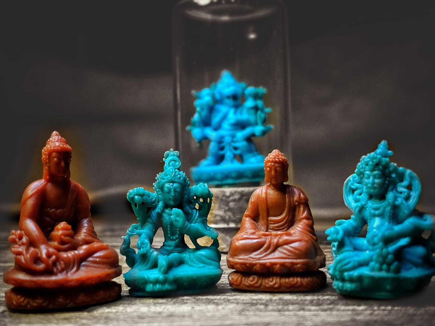 Reishi Xuan Green Pine Stone Micro-Carved Green Pine Stone Buddha Statue of Daweed Green Degree Mother