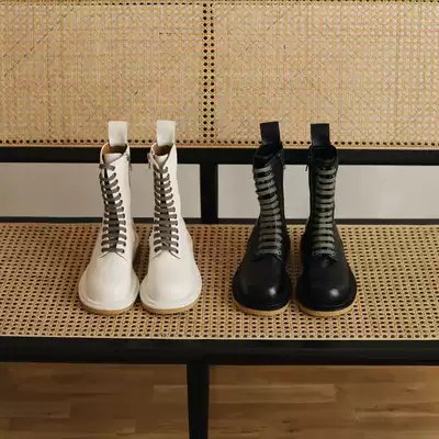 ALEXSARA handsome Chelsea thick-soled boots new leather English style women's tide ins lace-up Martin boots