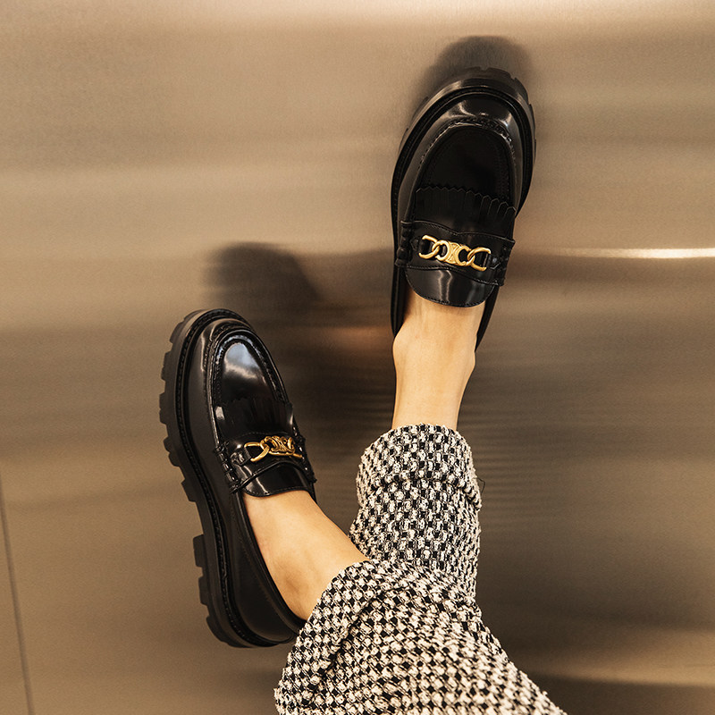 ALEXSARA 2021 autumn winter new thick bottom heightening muffin shoes round head 100 hitch Su Inn Wind Lefu shoes