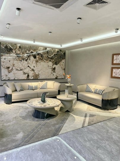 Italian Accessible Luxury Leather Sofa Villa Living Room First Layer Cowhide Suitable for Givenchy Furniture Bentley Large Flat Sofa