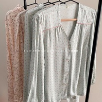 Quozi) good-looking and comfortable foreign trade factory Four Seasons collarless flowers fresh loose home clothing pajamas