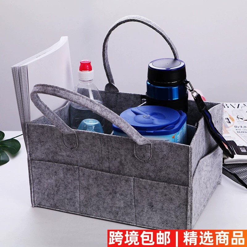 Portable Diaper Felt Storage Bag, Large-Capacity Handbag, Multi-Compartment Diaper Storage Bag for Baby, Travel for Mom