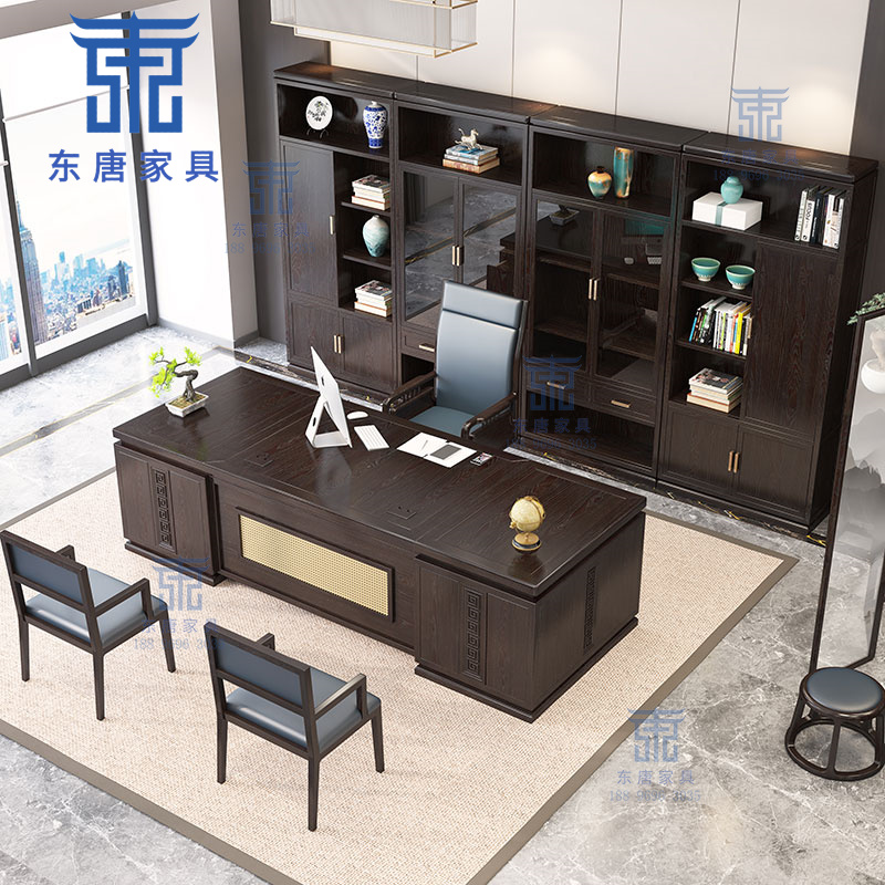 New Chinese Boss Table Brief Modern Solid Wood Office Chairs Portfolio President Manager Big Bantai U Kin Black Sandalwood