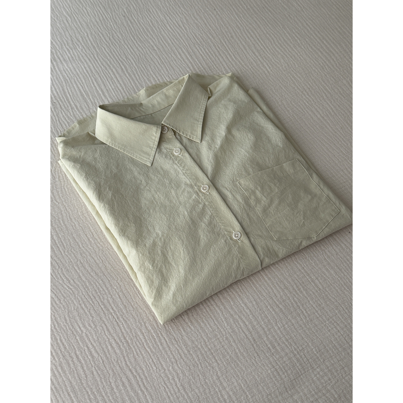 Pagarment S/S Light Soy Green Long-Staple Cotton Loose Long-Sleeve Basic Shirt