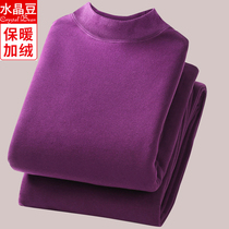 Lady in high collar lingerie garnter thickened warm clothes pure cotton sweatshirt autummy long sleeve single blouse jacket for autumn pants