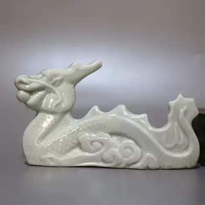 Jingdezhen Cultural Revolution old factory goods porcelain bag Old Fidelity red collection antique sculpture porcelain factory shadow blue glaze dragon Pen Holder