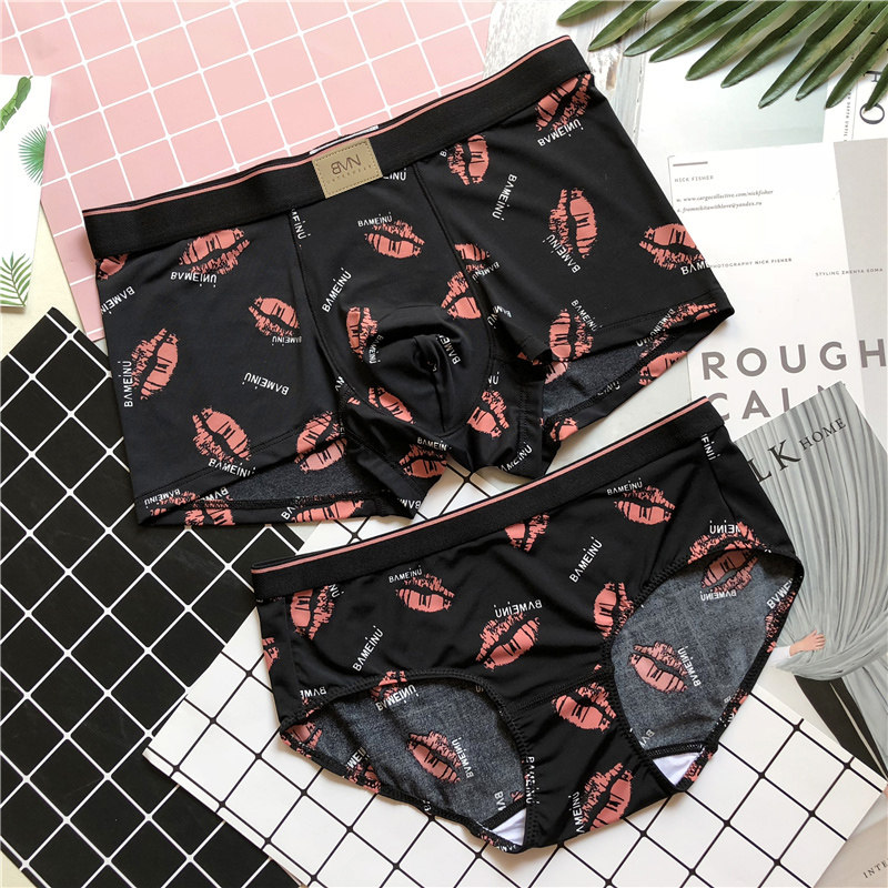 Big red year of life wedding gift box couple panties ice silk men and women pure cotton cute underwear set couple models