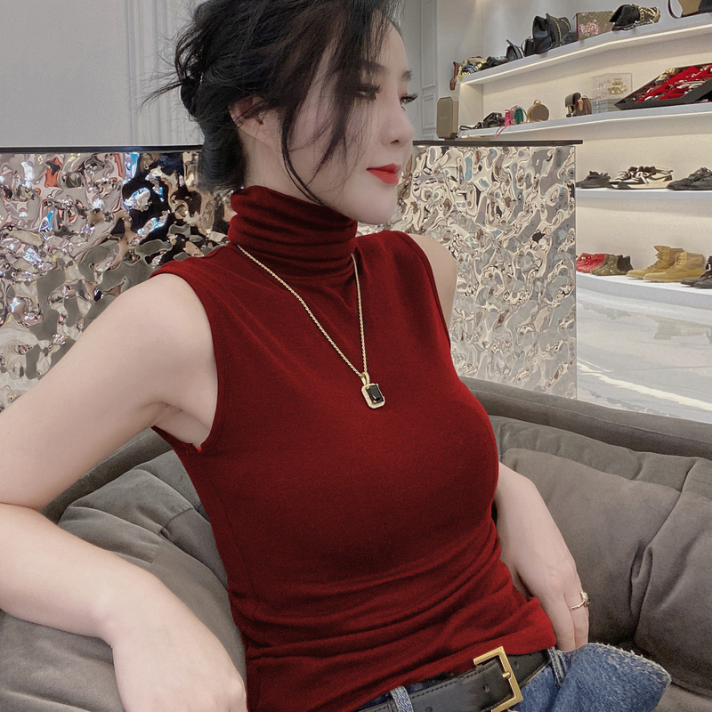 High-Neck Vest for Women, Spring and Autumn, Slim Fit, Layered Collar, Stylish Base Layer, 2026 New Style, Sleeveless Sweater, Knitwear