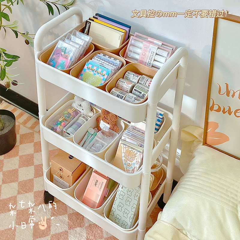 Japanese-style trolley storage box student dormitory artifact drawer storage divider box stationery snack kraft paper box