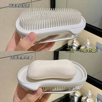 With laundry brush soap box drain with lid student dormitory creative soap box travel portable household countertop soap box
