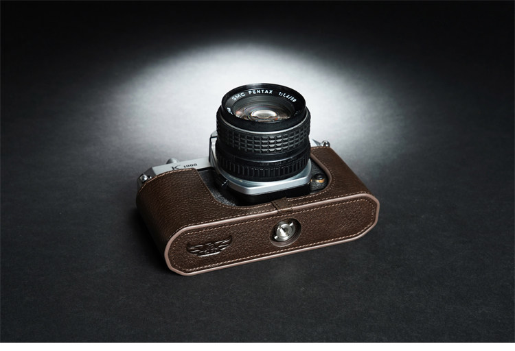 Étui/boîtier à Film Vintage En Cuir Noir Pour Asahi Pentax - Avec Sangle - Japon